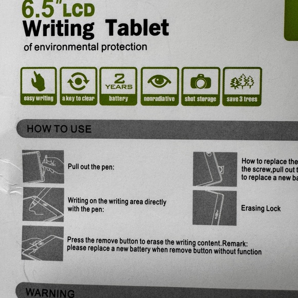 NEW. 6.5" LCD Writing Tablet New Battery Eco Friendly New in Box - Picture 6 of 7